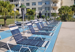 Pool lounge chairs looking to Bldg 23